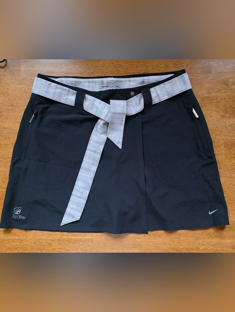 Nike Golf Dri-Fit Black Skort with Gray & White Belt & Removable Skirt Size M